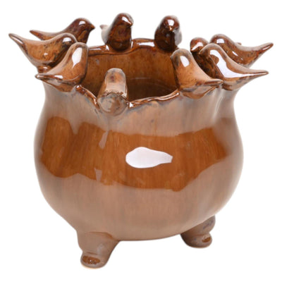 Pot ambiance Mansion fedde céramique marron 18,8x17,8x16cm
