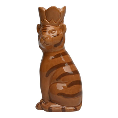 Bougeoir ambiance manoir tigre marron 8,5x6,6x18,5cm