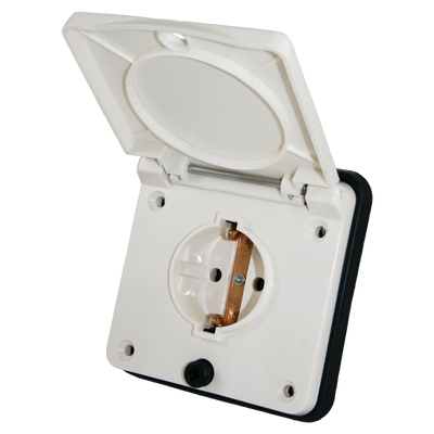 Prise murale extérieure Schuko blanche pour caravane et camping-car