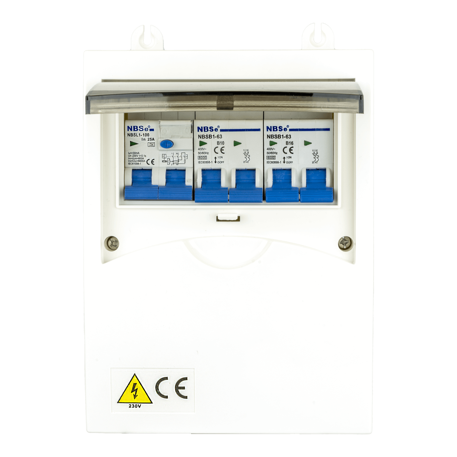 Fusible Ngk 6 modules avec fusibles bipolaires b10a et b16a et disjoncteur différentiel 30ma