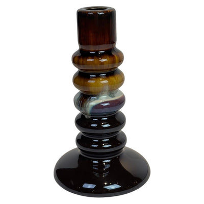 Bougeoir ambiance Manoir puis marron Ø10,7x18,5cm