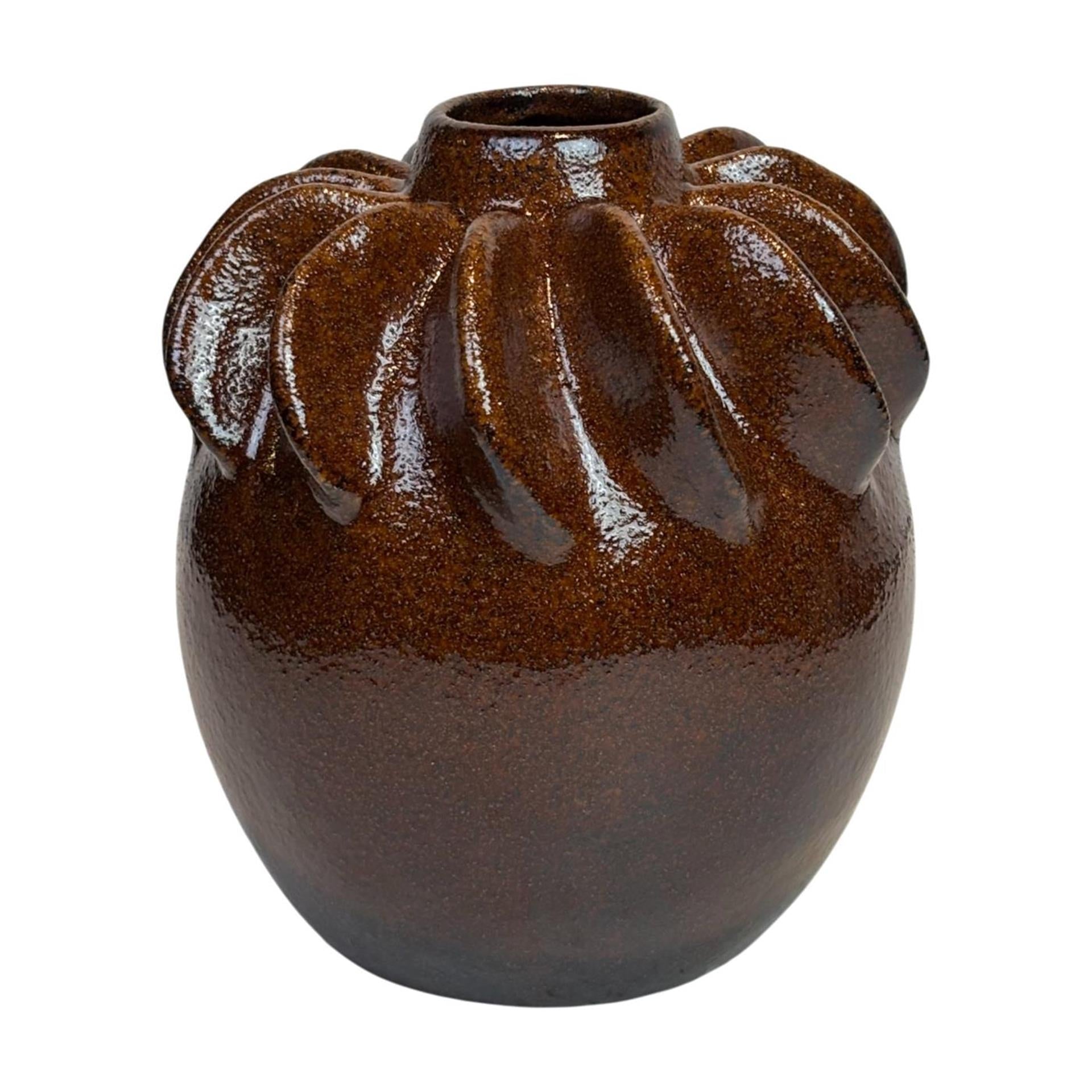 Vase ambiance manoir kim marron Ø11,7x13,7cm