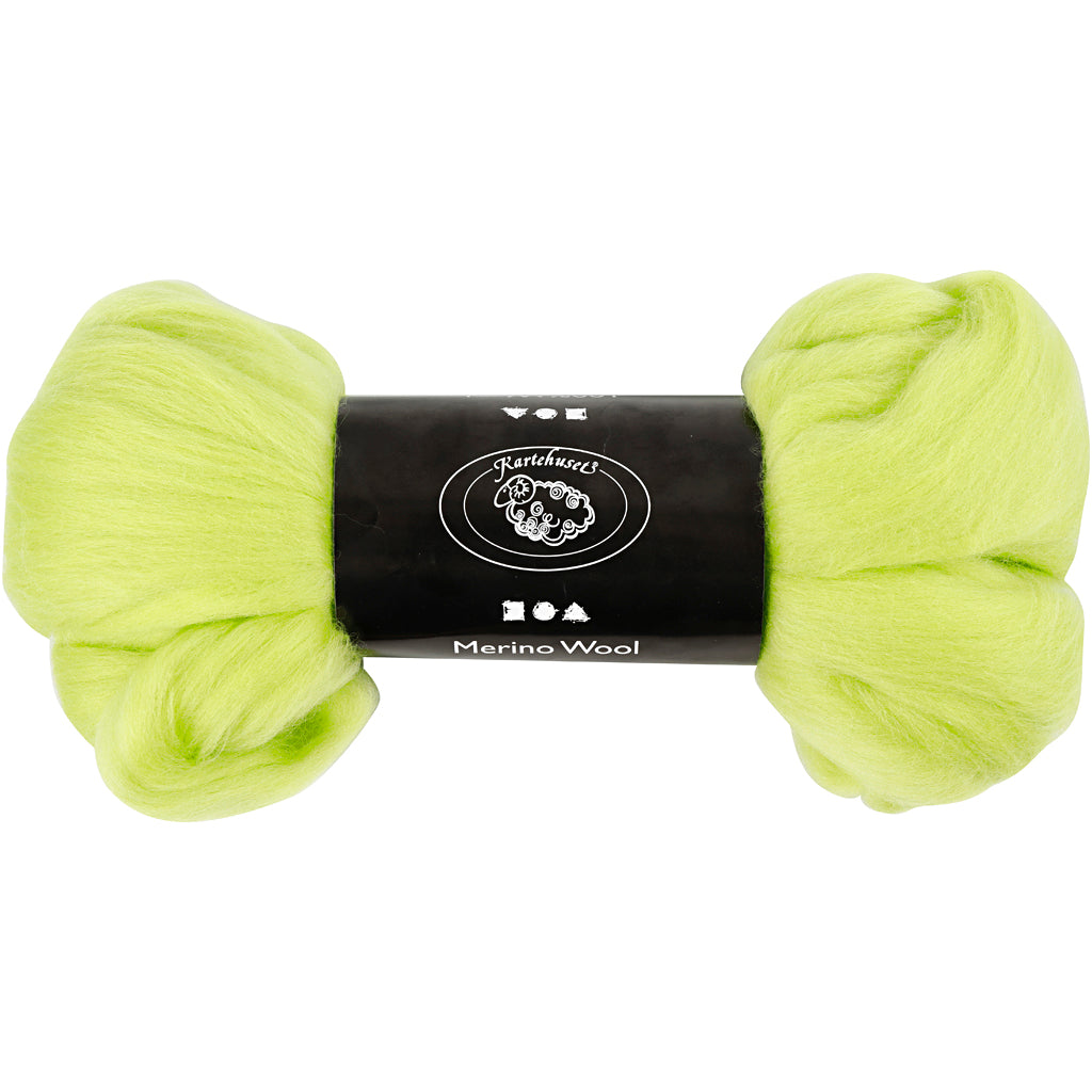 Laine mérinos Creativ company, épaisseur 21 my, vert citron, 100 gr 1 boîte