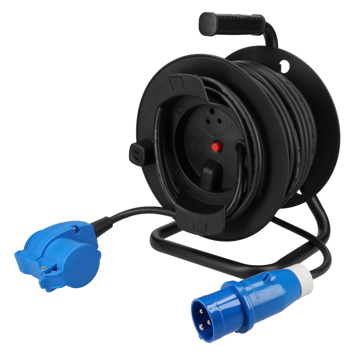 Enrouleur de câble 25m de câble néoprène 3x1,5mm² avec fiche CEE et raccord d'atelier