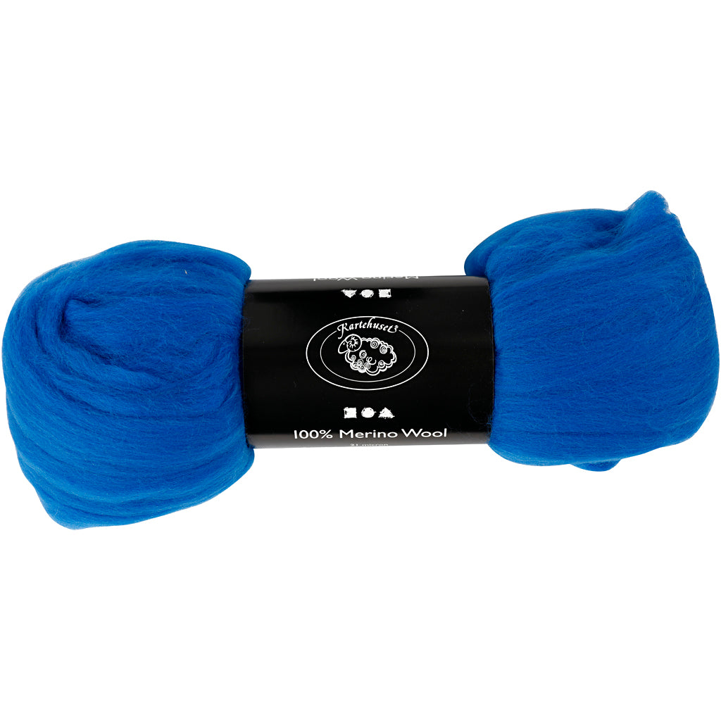 Laine mérinos Creativ company, épaisseur 21 my, bleu cobalt, 100 gr 1 boîte