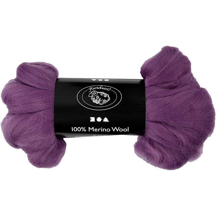 Laine mérinos Creativ company, épaisseur 21 my, violet, 100 gr 1 boîte