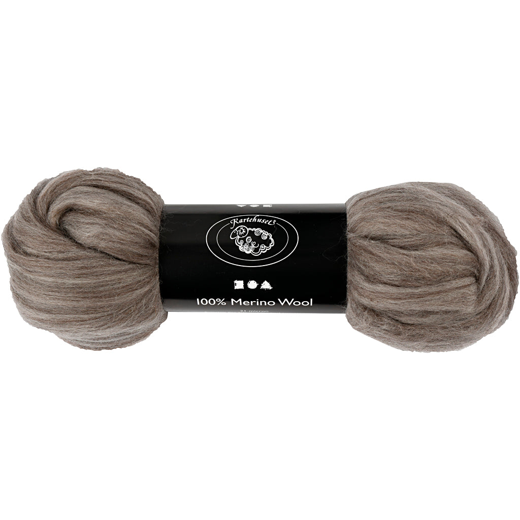 Laine mérinos Creativ company, épaisseur 21 my, gris naturel, 100 gr 1 boîte