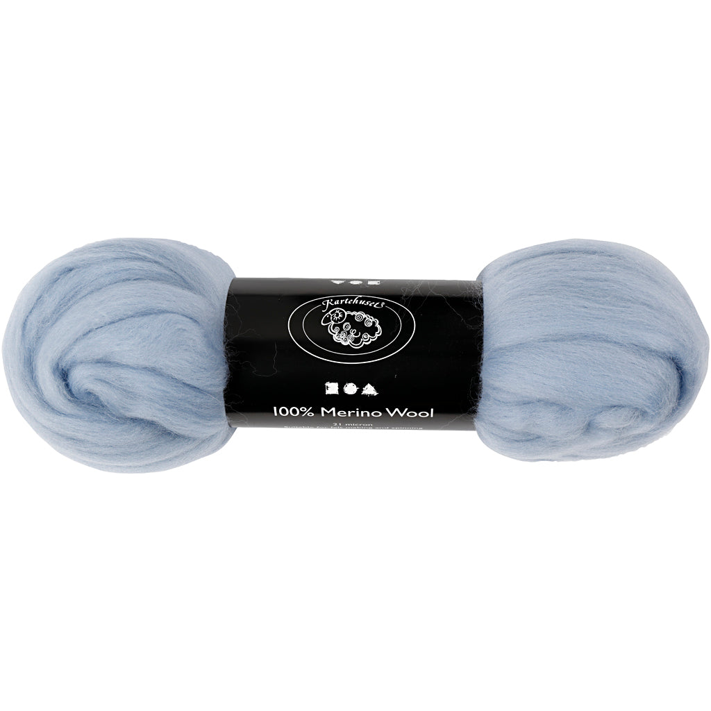 Laine mérinos Creativ company, épaisseur 21 my, bleu glacier, 100 gr 1 boîte