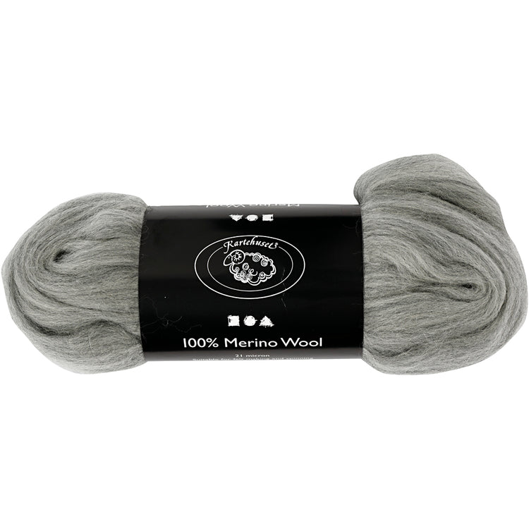 Laine mérinos Creativ company, épaisseur 21 my, gris, 100 gr 1 boîte