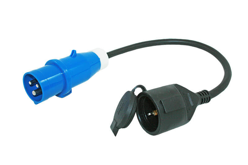 Câble adaptateur 0,5 mètres 3x 2,5mm² avec fiche CEE et prise Schuko
