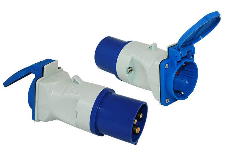 Adaptateur fiche CEE et prise Schuko