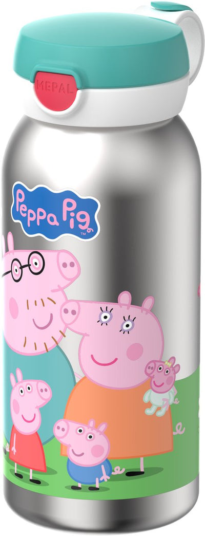 Bouteille isotherme Mepal avec flip cap campus - 500 ml - gourde en acier inoxydable - étanche - couvercle hygiénique - peppa pig