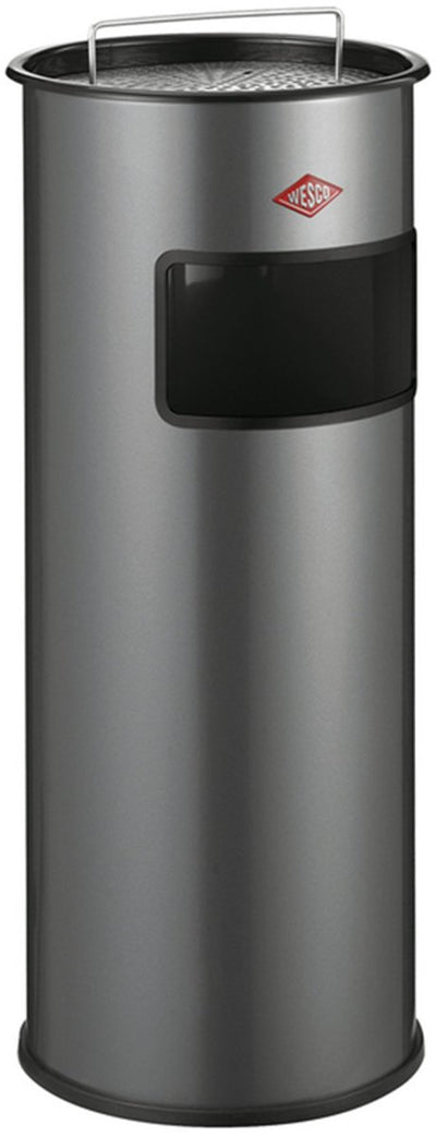 Cendrier sur pied Wesco avec tamis sans insert | 50 litres | métal - argent | poubelle avec cendrier sur pied - fabriquée en Allemagne