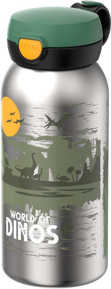 Gourde Mepal en acier inoxydable avec flip cap campus - 600 ml - gourde en acier inoxydable - étanche - couvercle hygiénique - dinosaure