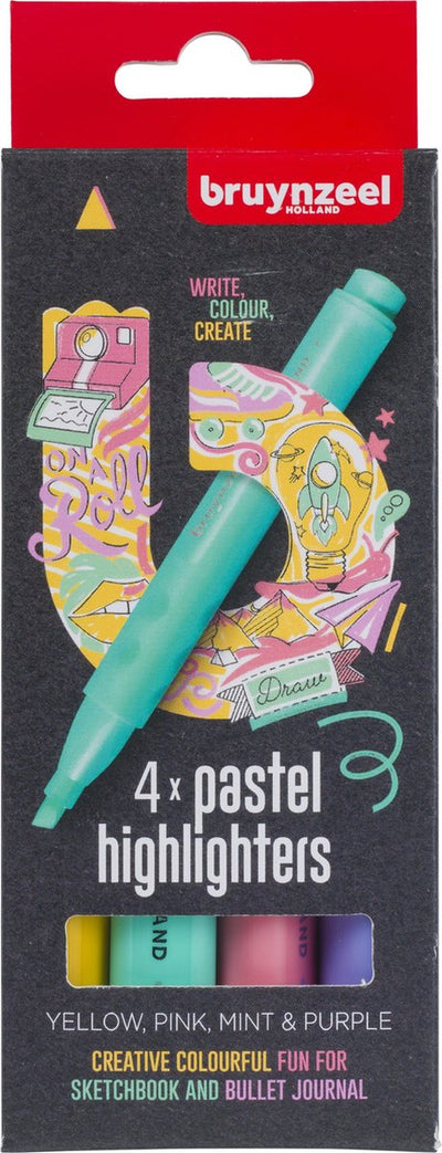 Les stylos marquants bruynzéels ensembles pastel 4 couleurs