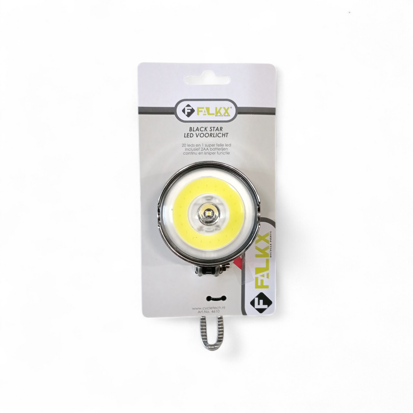 Phare LED FALKX. 20 petites LED et 1 LED super brillante avec piles (paquet suspendu)