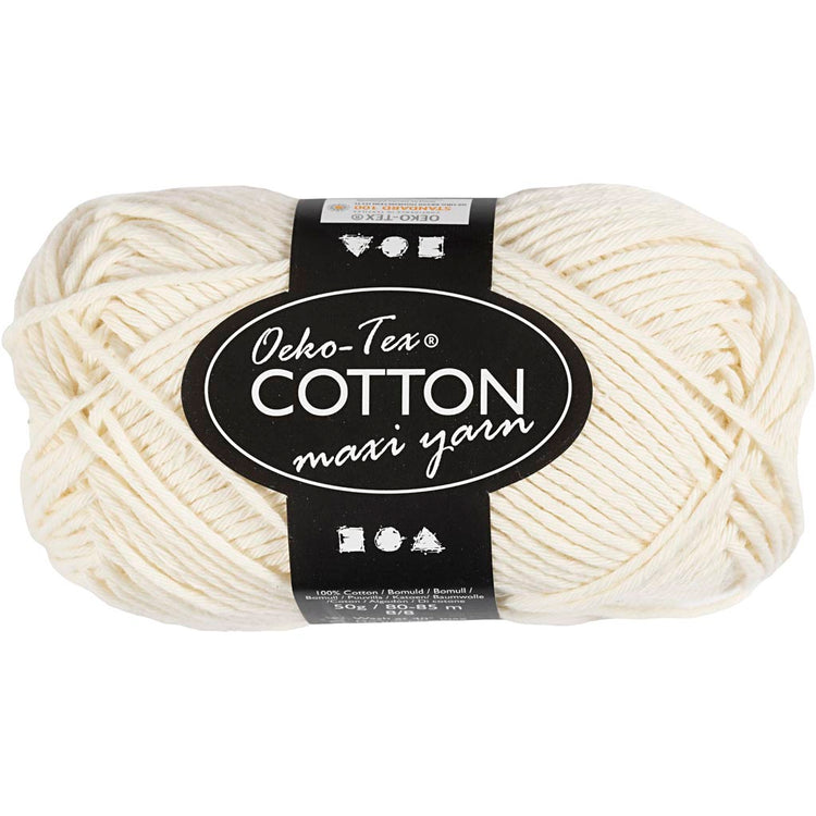 Fil de coton Creativ company, taille 8 8, l : 80-85 m, blanc cassé, 50 g 1 pelote