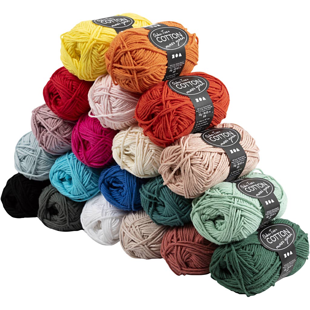 Fil de coton Creativ company, l: 80-85 m, différentes couleurs, 20x50 gr 1 boîte