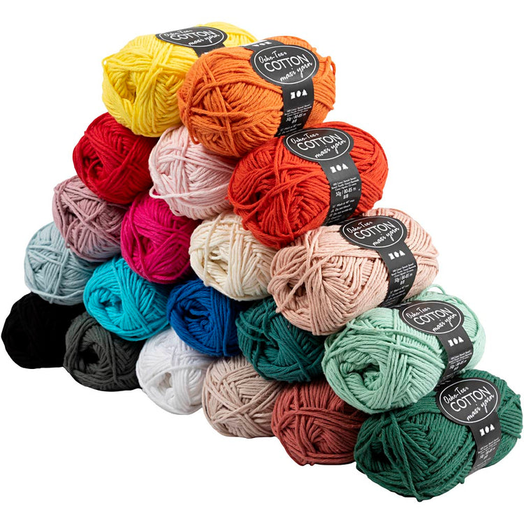 Fil de coton Creativ company, l: 80-85 m, différentes couleurs, 20x50 gr 1 boîte