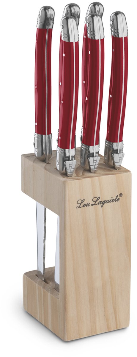 Lou laguiole - tradition - set de couteaux à steak - 6 pièces rouge