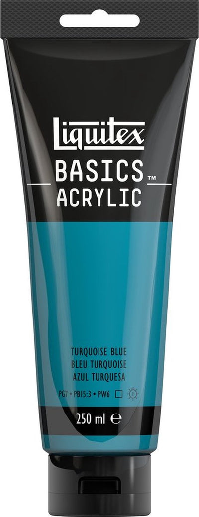 Liquitex 88700245 peinture acrylique basics bleu turquoise – 250 ml | peinture acrylique pour artistes | viscosité moyenne | nuance fraîche de bleu pour peindre une toile