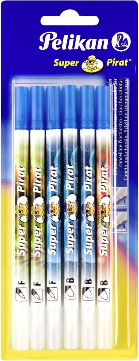 Pelikan - gomme à encre super pirate - 6 pièces (pointe d'effacement 3x fine et 3x large)