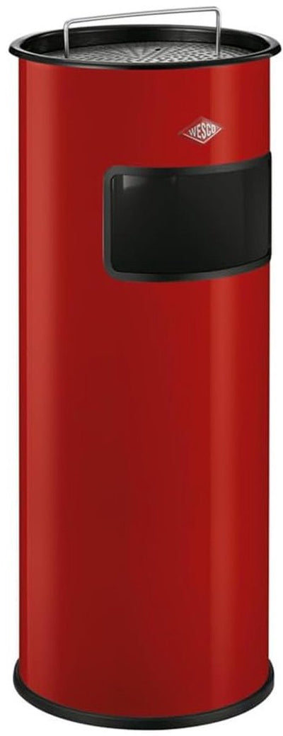 Cendrier sur pied Wesco avec tamis sans insert | 50 litres | métal - rouge | poubelle avec cendrier sur pied - fabriquée en Allemagne