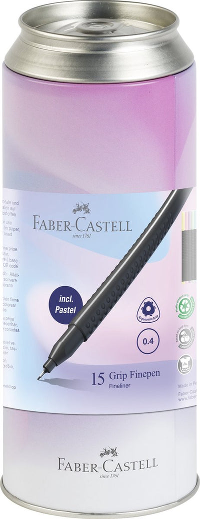 Faber-castell fineliner grip - 0,4 mm - boîte de 15 pièces assorties - fc-151617