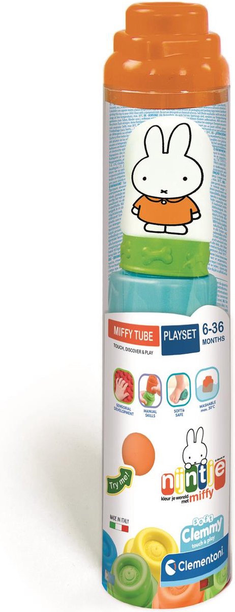 Clementoni Baby - Miffy Clemmy Blocs doux dans Tube, 5dlg.