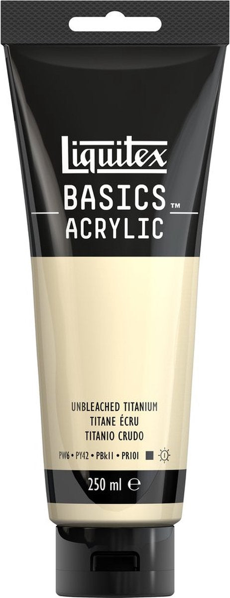 Liquitex 88700240 peinture acrylique basics titane non blanchi – 250 ml | peinture acrylique pour artistes | viscosité moyenne | couleur résistante à la lumière pour peindre sur toile