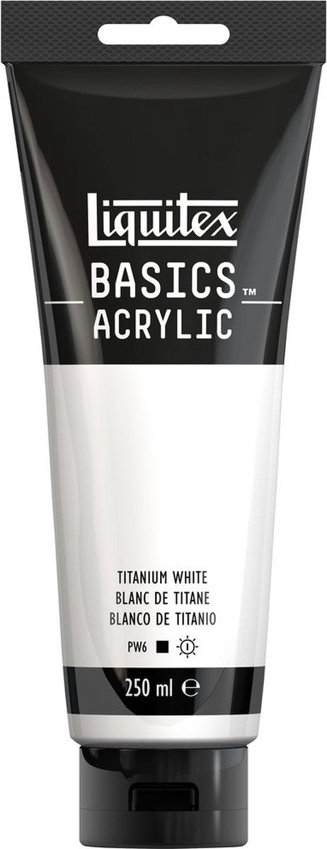 Liquitex 88700229 peinture acrylique basics blanc de titane – 250 ml | peinture acrylique pour artistes | viscosité moyenne | couleur résistante à la lumière pour peindre sur toile