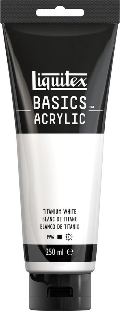 Liquitex 88700229 peinture acrylique basics blanc de titane – 250 ml | peinture acrylique pour artistes | viscosité moyenne | couleur résistante à la lumière pour peindre sur toile