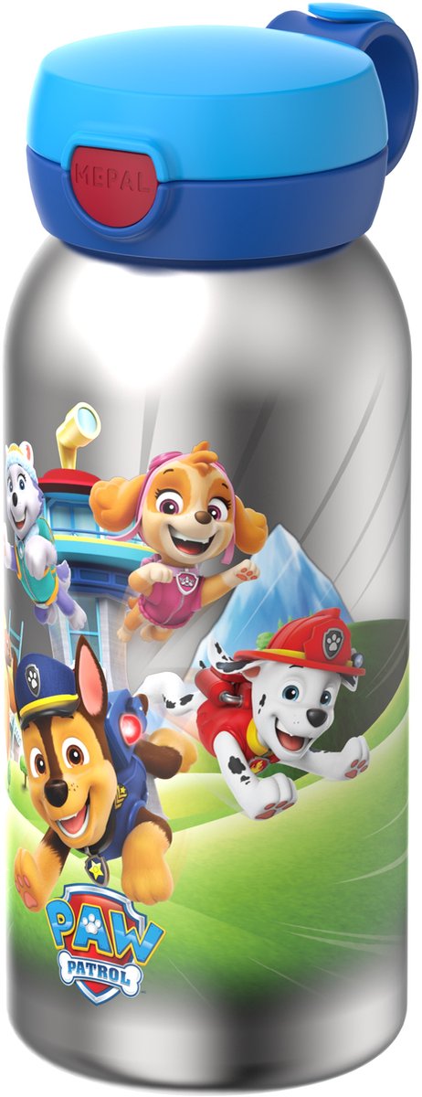 Gourde Mepal en acier inoxydable avec capuchon rabattable campus - 600 ml - gourde en acier inoxydable - étanche - couvercle hygiénique - chiots Paw Patrol
