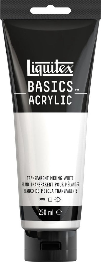 Liquitex 88700243 Basics Peinture acrylique transparente mélange blanc – 250 ml | peinture acrylique pour artistes | viscosité moyenne | pour les émaux de mélange de couleurs