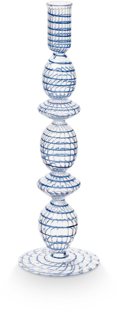 Pip studio chandelier tourbillon - bougeoir en verre - bleu foncé - 28cm