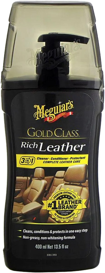 Revitalisant nettoyant pour cuir riche Meguiar's Gold Class - Traitement du cuir de voiture - Nettoyage du cuir de voiture - 400 ml
