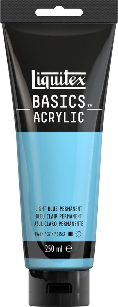 Liquitex 88700247 Basics Peinture acrylique permanente bleu clair permanente – ​​250 ml | peinture acrylique pour artistes | viscosité moyenne | nuance de bleu vif pour peindre une toile