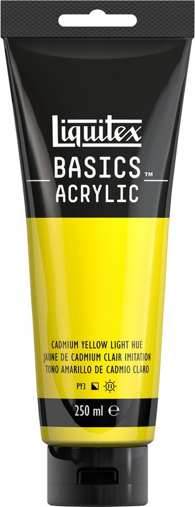 Liquitex 88700218 peinture acrylique basics jaune de cadmium teinte claire – 250 ml | peinture acrylique pour artistes | viscosité moyenne | couleur résistante à la lumière pour peindre sur toile