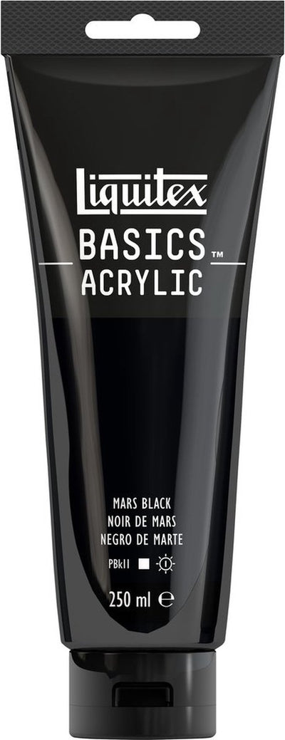 Liquitex 88700222 peinture acrylique basics noir mars – 250 ml | peinture acrylique pour artistes | viscosité moyenne | couleur résistante à la lumière pour peindre sur toile