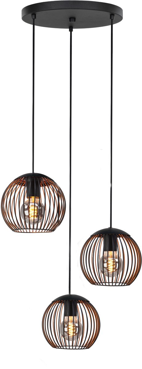 Lampe à suspension Eglo almanzora - e27 - ø 46,5 cm - cuivre noir