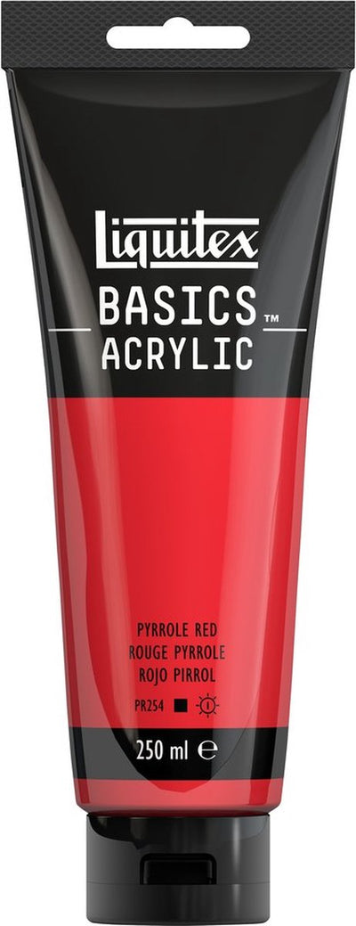 Liquitex 88700244 peinture acrylique basics rouge pyrrole – 250 ml | peinture acrylique pour artistes | viscosité moyenne | nuance intense de rouge pour peindre une toile