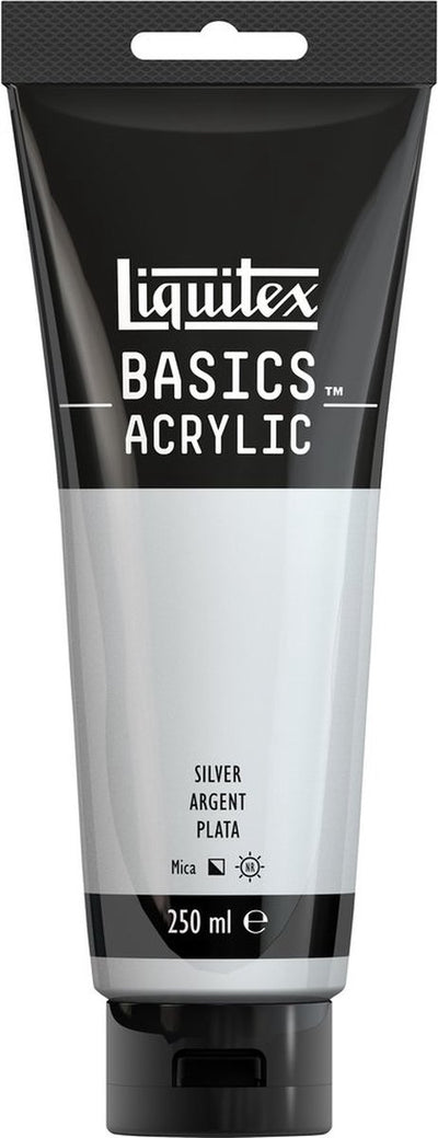 Liquitex 88700242 peinture acrylique basics argent – ​​250 ml | peinture acrylique pour artistes | viscosité moyenne | effet métallique pour peindre sur toile