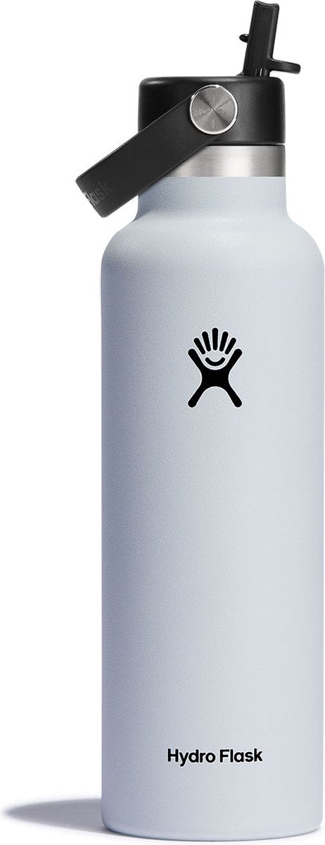 Gourde Hydro Flask à bouche standard avec bouchon en paille flexible (621 ml) - blanc