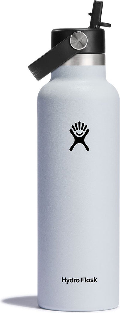 Gourde Hydro Flask à bouche standard avec bouchon en paille flexible (621 ml) - blanc
