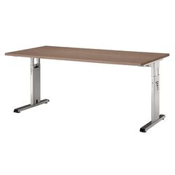 Bureau droit réglable en hauteur 4 pieds noyer 1600x800x680-760mm