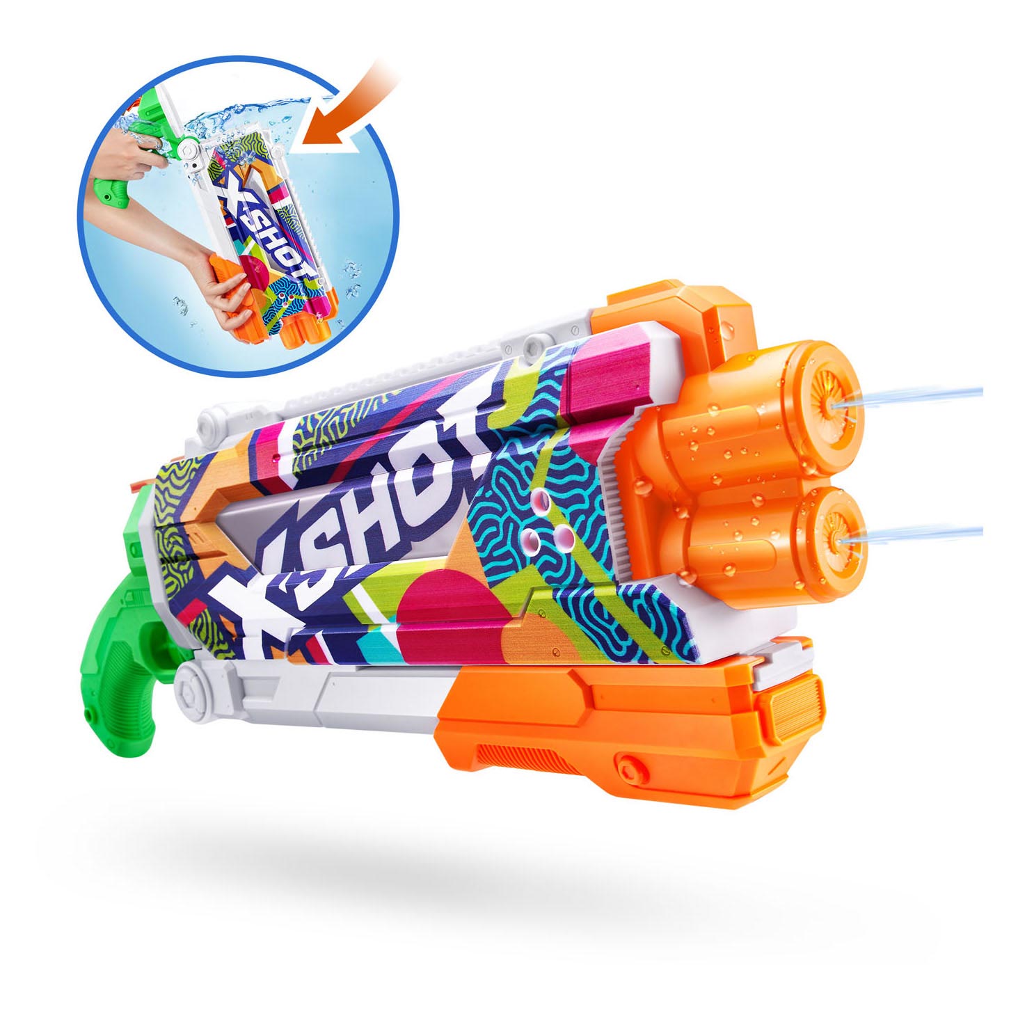 Zuru X-Shot Gun Gun Fast Fill Skins Pump Pump Action, 500 ml
