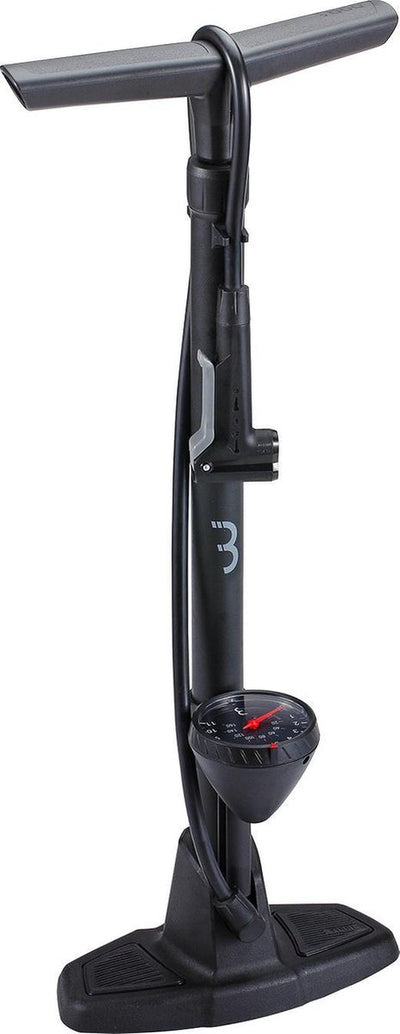 Bbb cycling pompe à vélo airwave avec manomètre - pompe à pied vélo de course et VTT - pompe à pied vélo 9 bar - noir - bfp-20