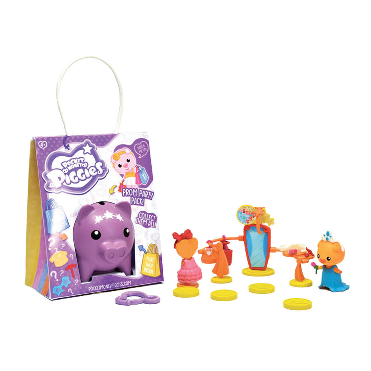 Boti pockey argent cochons figurine articulée avec tirelire bal bal pack de fête