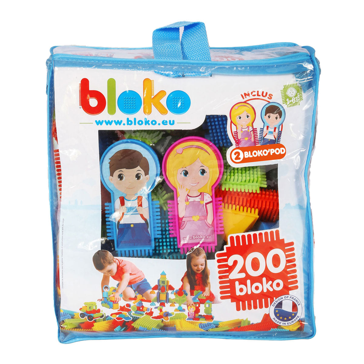 BOTI BLOKO NOPPER BLOCADS avec 2 chiffres en sac de stockage, 200dlg.