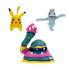 Boti batte figurine set machop, pikachu, alolan muk, 3pcs.